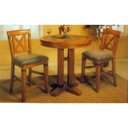 Alpine Furniture Santa Fe 3 Piece Bar Table Set in Caramel Oak